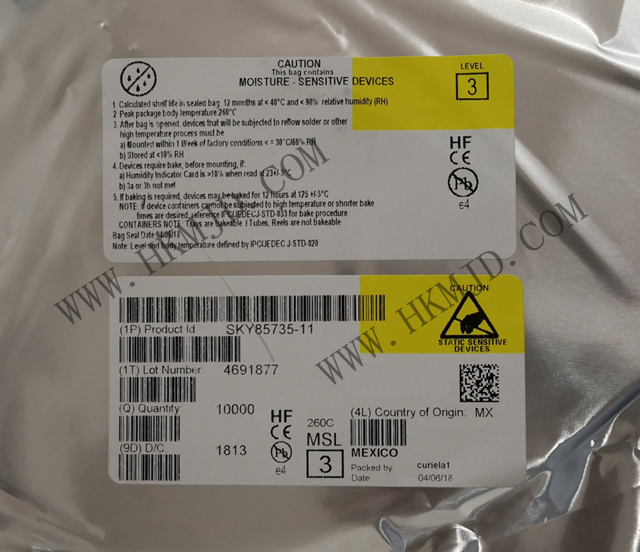 （分銷Skyworks）射頻前端《SKY85735-11》5 GHz、802.11ac 前端模塊