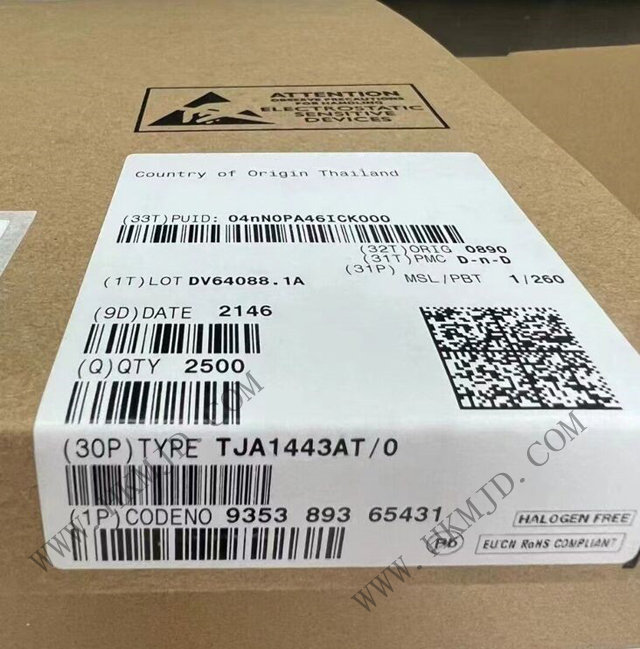 （分銷NXP）CAN 接口IC TJA1443AT、TJA1443AT/0Z 帶睡眠模式的高速 CAN 收發(fā)器