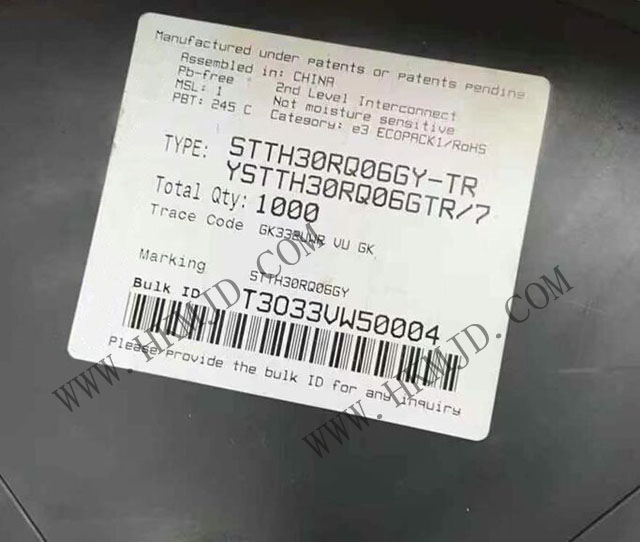 供應 STTH30RQ06GY 一款汽車級 600V、30A 超快軟恢復二極管