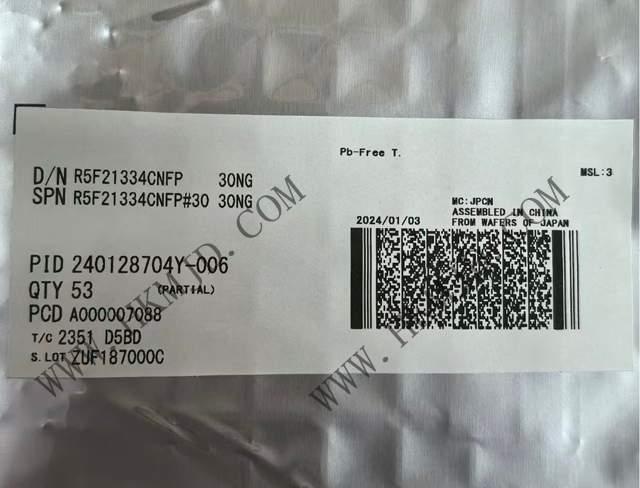 瑞薩電子【MCU芯片】R5F21334CNFP 16位微控制器，采用R8C CPU內核